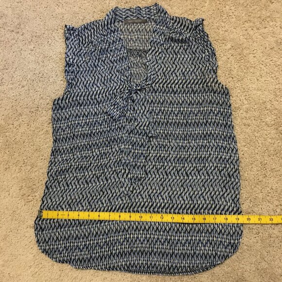 Sheer Blue Diamond Scale Bow Tie Up Ruffled Milk Maid Tank Top - Picture 13 of 14